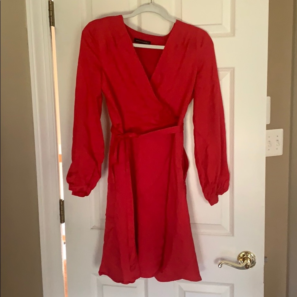 Pink knee length wrap dress